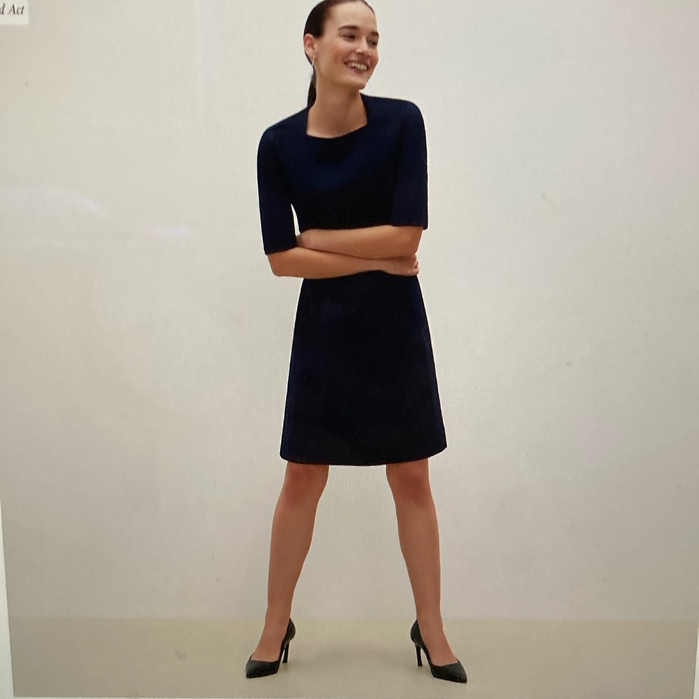 MM. LaFleur Navy Short-Sleeve Sheath Dress